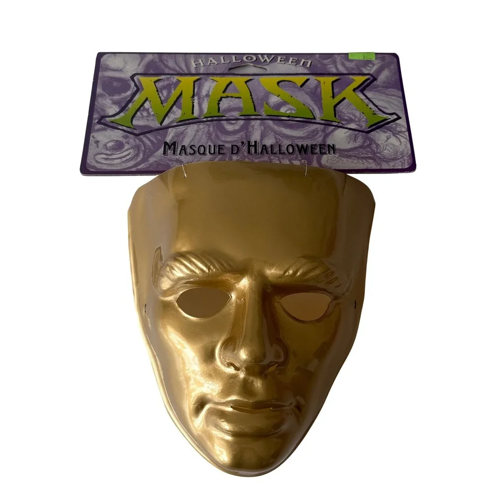 Vintage 1999 Paper Magic Group Gold Plastic Face Mask Halloween Costume 656570